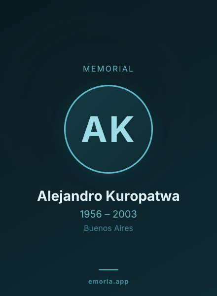 Memorial portrait of Alejandro Kuropatwa
