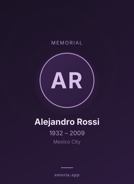 Memorial portrait of Alejandro Rossi
