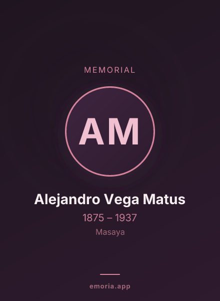 Memorial portrait of Alejandro Vega Matus