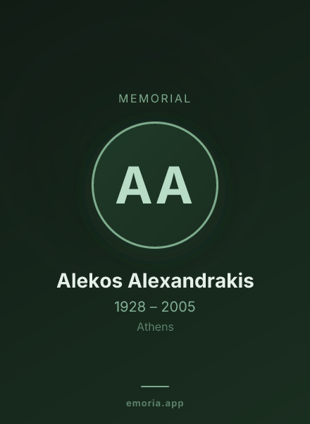 Memorial portrait of Alekos Alexandrakis