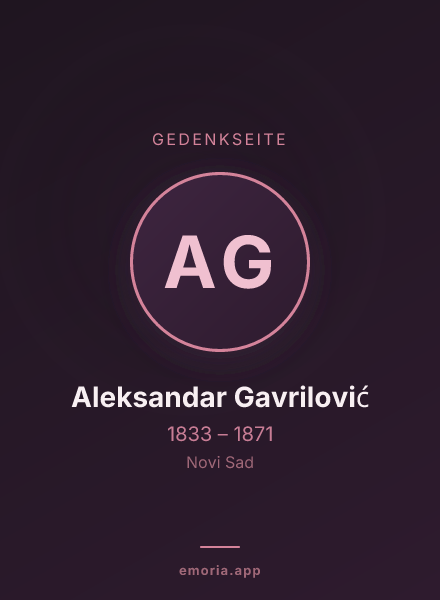 Gedenkportrait von Aleksandar  Gavrilović