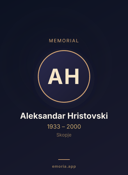 Memorial portrait of Aleksandar Hristovski