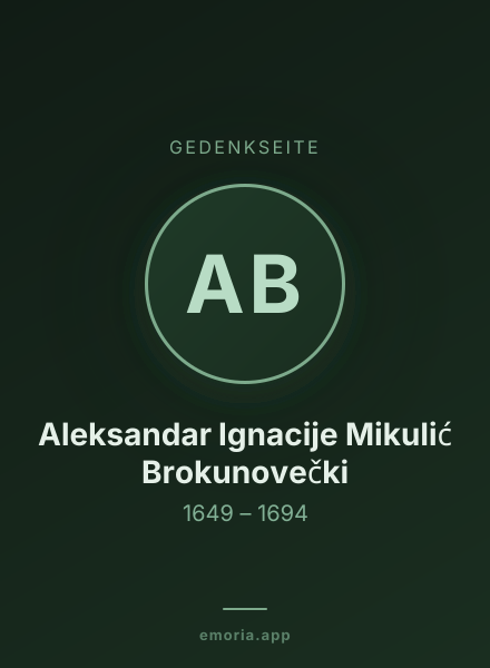 Gedenkportrait von Aleksandar Ignacije Mikulić Brokunovečki