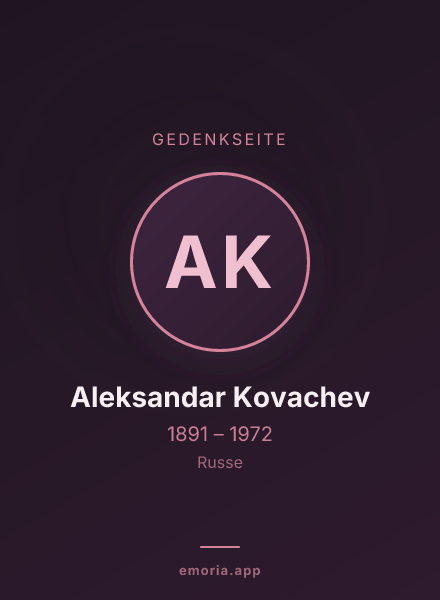 Gedenkportrait von Aleksandar Kovachev