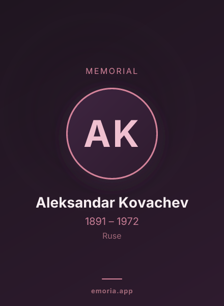 Memorial portrait of Aleksandar Kovachev