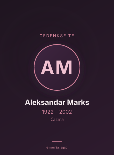 Gedenkportrait von Aleksandar Marks