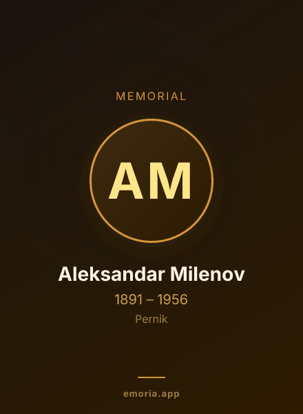 Memorial portrait of Aleksandar Milenov