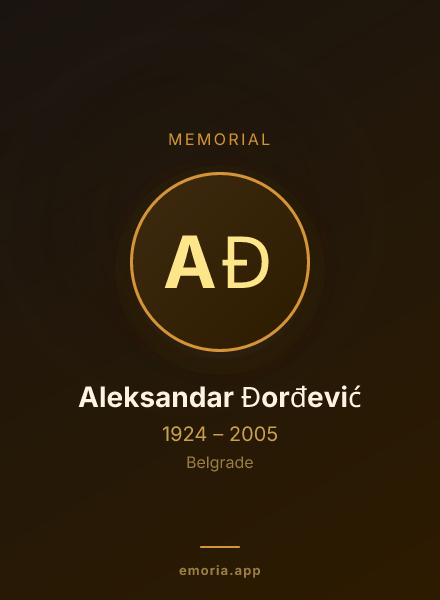 Memorial portrait of Aleksandar Đorđević