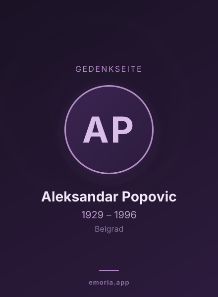 Gedenkportrait von Aleksandar Popovic