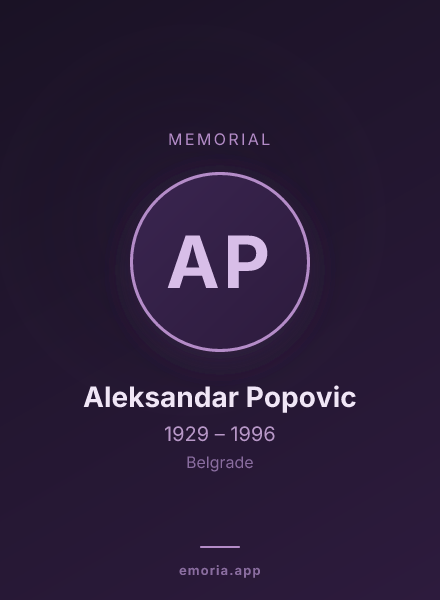 Memorial portrait of Aleksandar Popovic