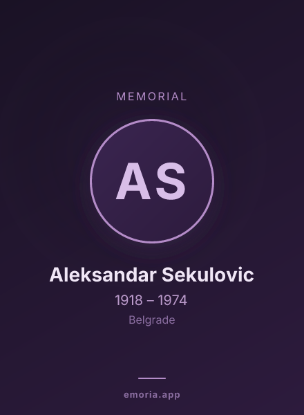 Memorial portrait of Aleksandar Sekulovic