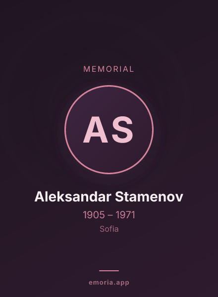 Memorial portrait of Aleksandar Stamenov