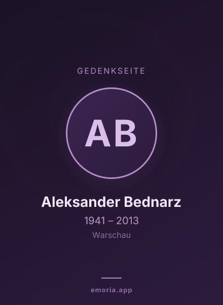 Gedenkportrait von Aleksander Bednarz