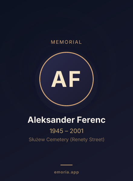 Memorial portrait of Aleksander Ferenc