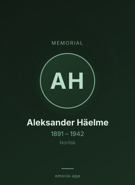 Memorial portrait of Aleksander Häelme