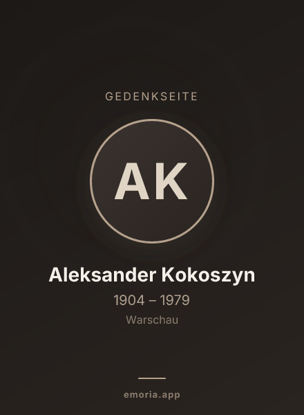 Gedenkportrait von Aleksander Kokoszyn