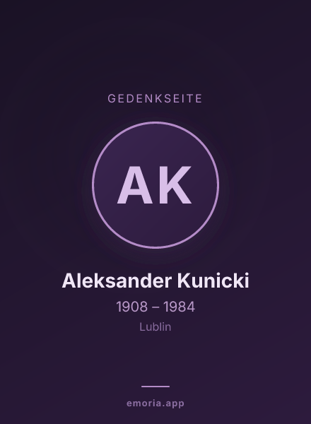 Gedenkportrait von Aleksander Kunicki