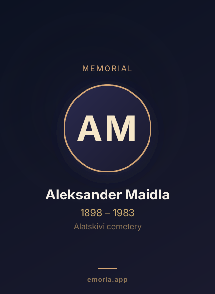 Memorial portrait of Aleksander Maidla