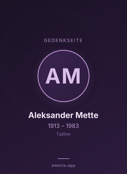 Gedenkportrait von Aleksander Mette