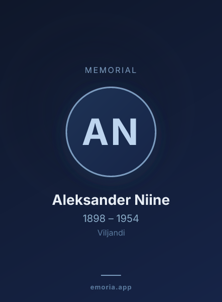 Memorial portrait of Aleksander Niine