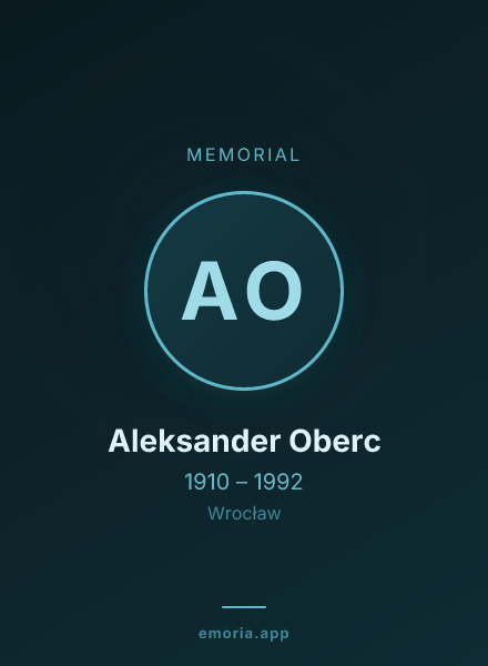 Memorial portrait of Aleksander Oberc
