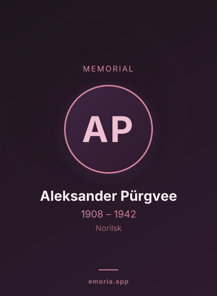 Memorial portrait of Aleksander Pürgvee