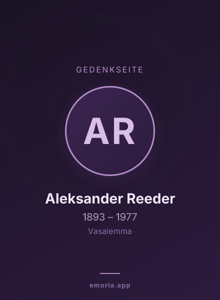 Gedenkportrait von Aleksander Reeder