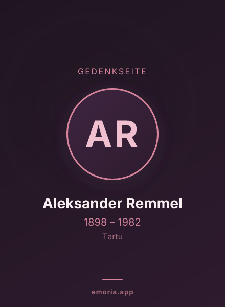 Gedenkportrait von Aleksander Remmel