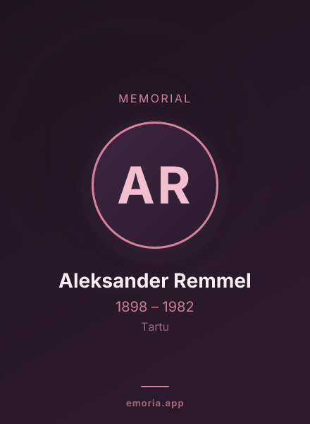 Memorial portrait of Aleksander Remmel