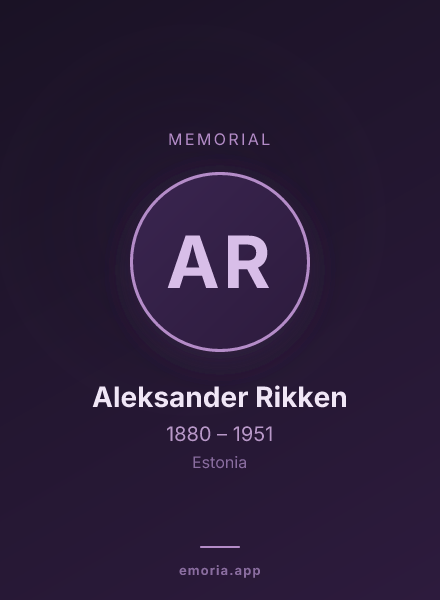 Memorial portrait of Aleksander Rikken