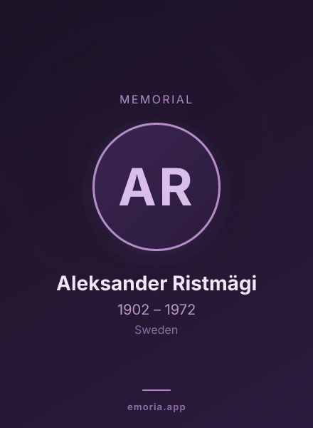 Memorial portrait of Aleksander Ristmägi
