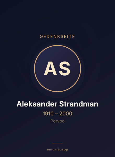Gedenkportrait von Aleksander Strandman