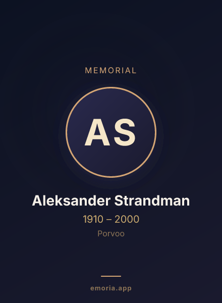 Memorial portrait of Aleksander Strandman