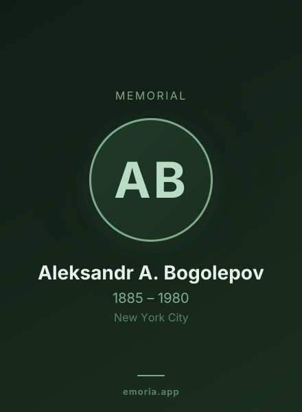 Memorial portrait of Aleksandr A. Bogolepov