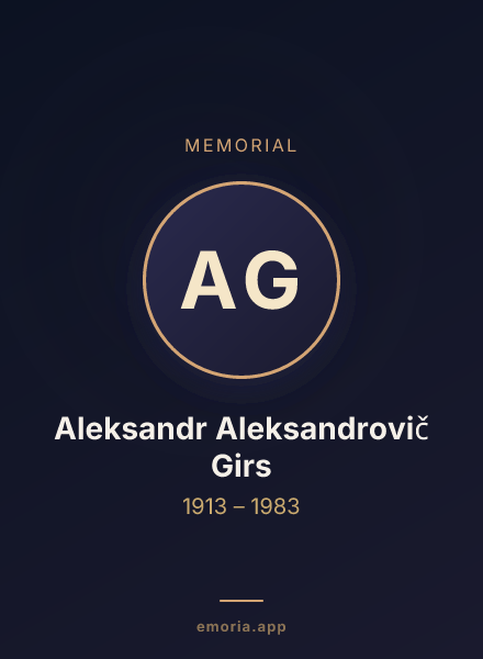 Memorial portrait of Aleksandr Aleksandrovič Girs