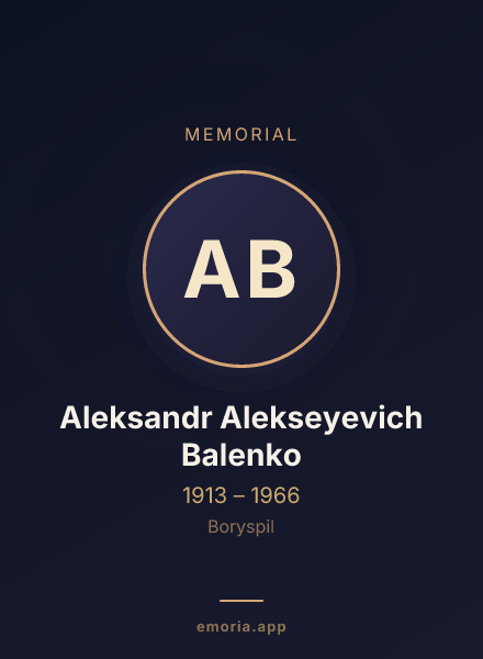 Memorial portrait of Aleksandr Alekseyevich Balenko