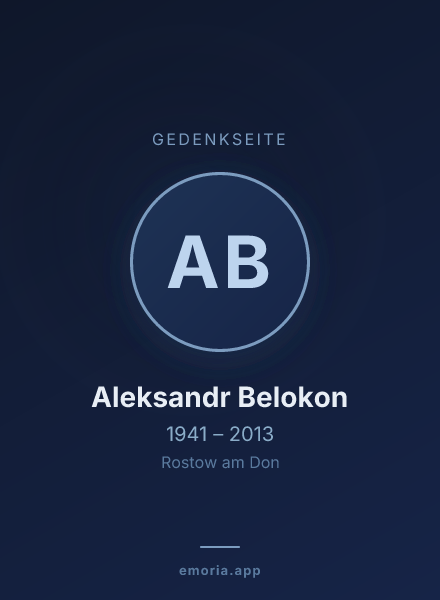 Gedenkportrait von Aleksandr Belokon