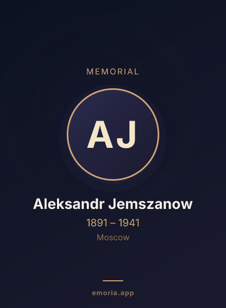 Memorial portrait of Aleksandr Jemszanow