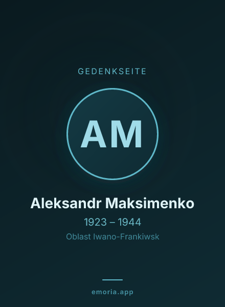 Gedenkportrait von Aleksandr Maksimenko