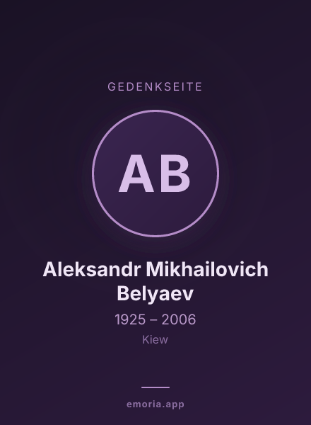 Gedenkportrait von Aleksandr Mikhailovich Belyaev