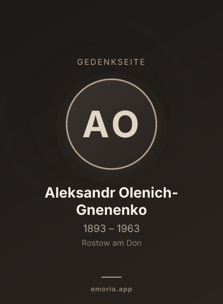 Gedenkportrait von Aleksandr Olenich-Gnenenko