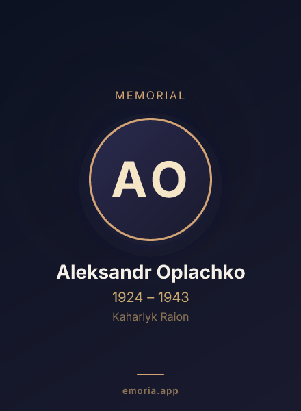 Memorial portrait of Aleksandr Oplachko