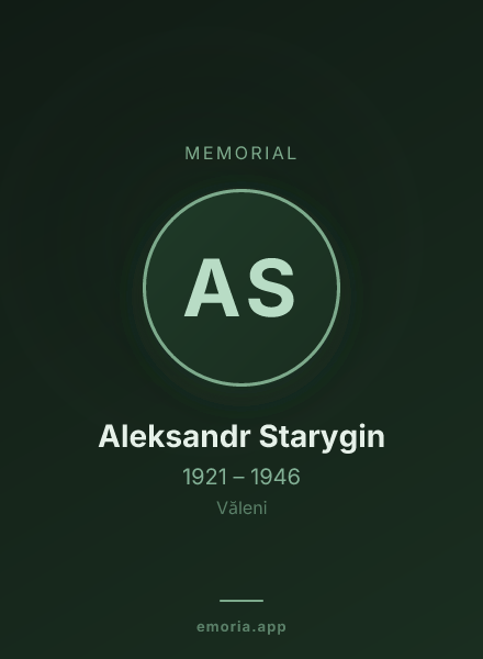 Memorial portrait of Aleksandr Starygin