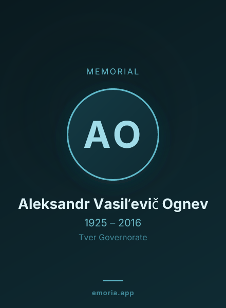 Memorial portrait of Aleksandr Vasilʹevič Ognev