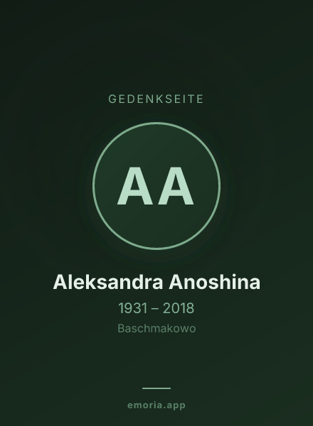Gedenkportrait von Aleksandra Anoshina