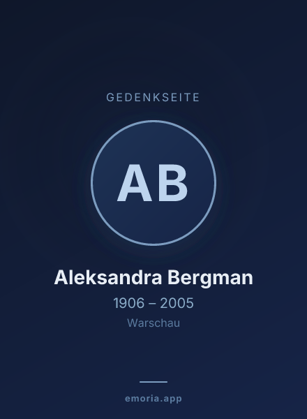 Gedenkportrait von Aleksandra Bergman
