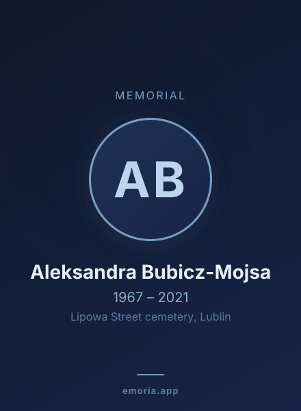 Memorial portrait of Aleksandra Bubicz-Mojsa