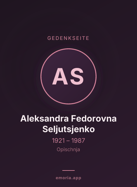 Gedenkportrait von Aleksandra Fedorovna Seljutsjenko
