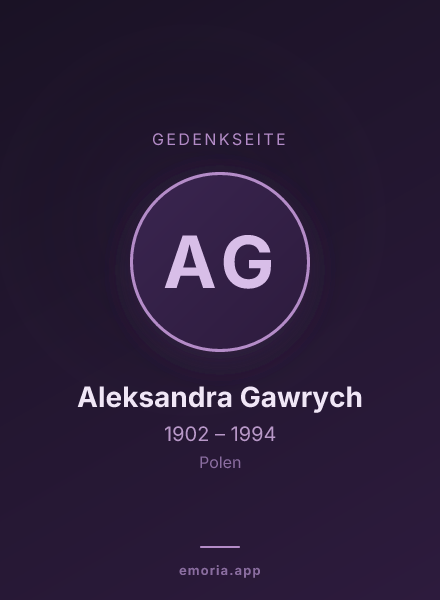 Gedenkportrait von Aleksandra Gawrych