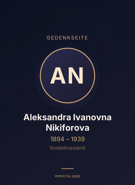 Gedenkportrait von Aleksandra Ivanovna Nikiforova